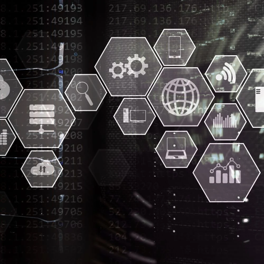 A bunch of tiles on a screen with technical icons in them